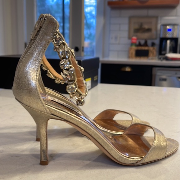 Badgley Mischka Platinum Clark Ankle Strap Stiletto Sandals - Picture 4 of 8